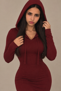 Vixella Bordaux Rood Hooded Maxi Dress