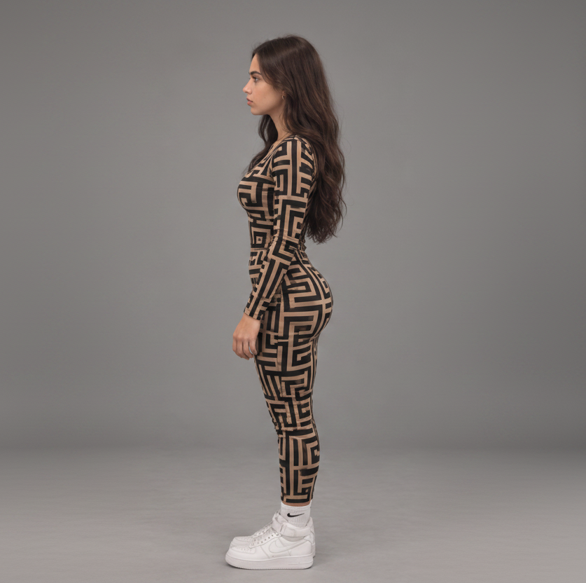 Vixella™ Amara Geometric Bodycon Maxi Dress