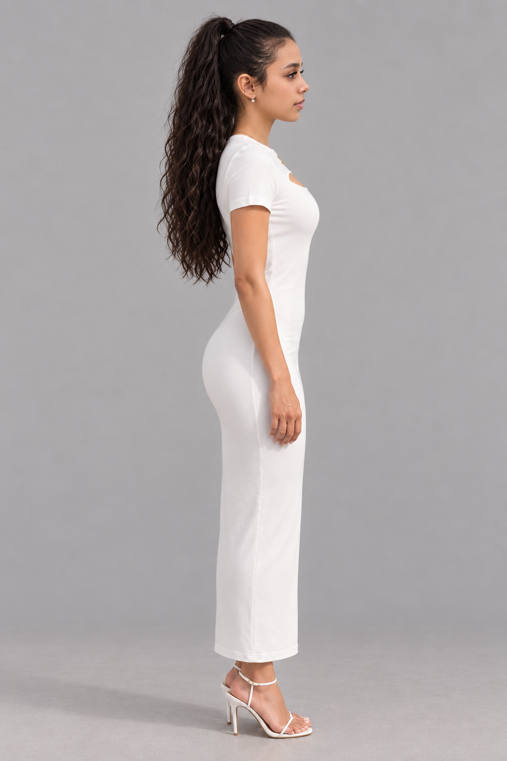 Sculpted Midi Dress – White