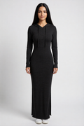 Vixella Black Hooded Maxi Dress